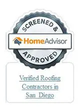 HomeAdvisor approved San Diego roofing contractors badge.