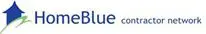 Blue and white brand logo with text