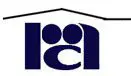 A blue and white logo of the company icm.
