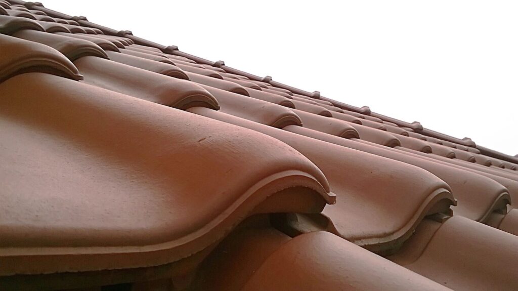 A close up of the roof of a house