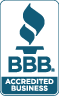 A blue and white logo for the better business bureau.