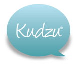 A blue speech bubble with the word kudzu written in it.