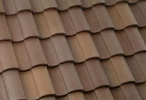 A close up of the roof tiles on a house